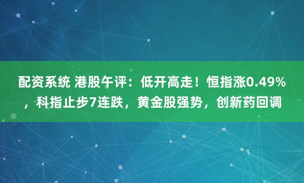 配资系统 港股午评：低开高走！恒指涨0.49%，科指止步7连跌，黄金股强势，创新药回调